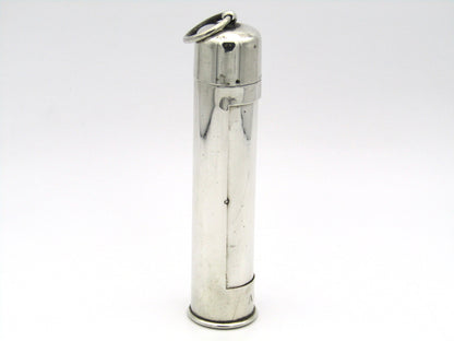 Sterling silver thermometer with swivelling case.