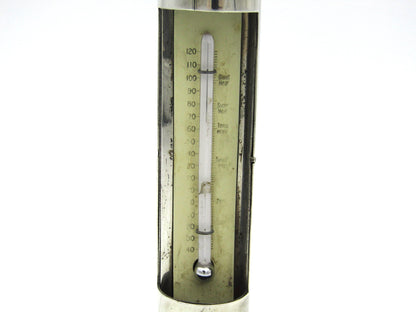 Sterling silver thermometer with swivelling case.