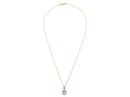 9K gold morganite and diamond pendant by Browns.