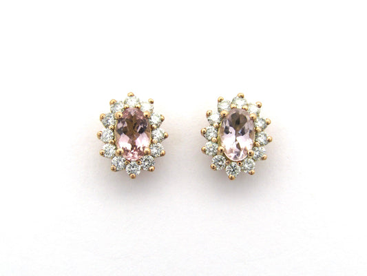 9K gold morganite and diamond earrings by Browns.