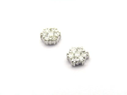 18K gold diamond flower cluster earrings.