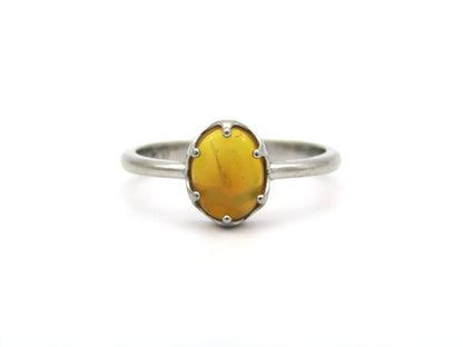 Platinum fire opal ring.