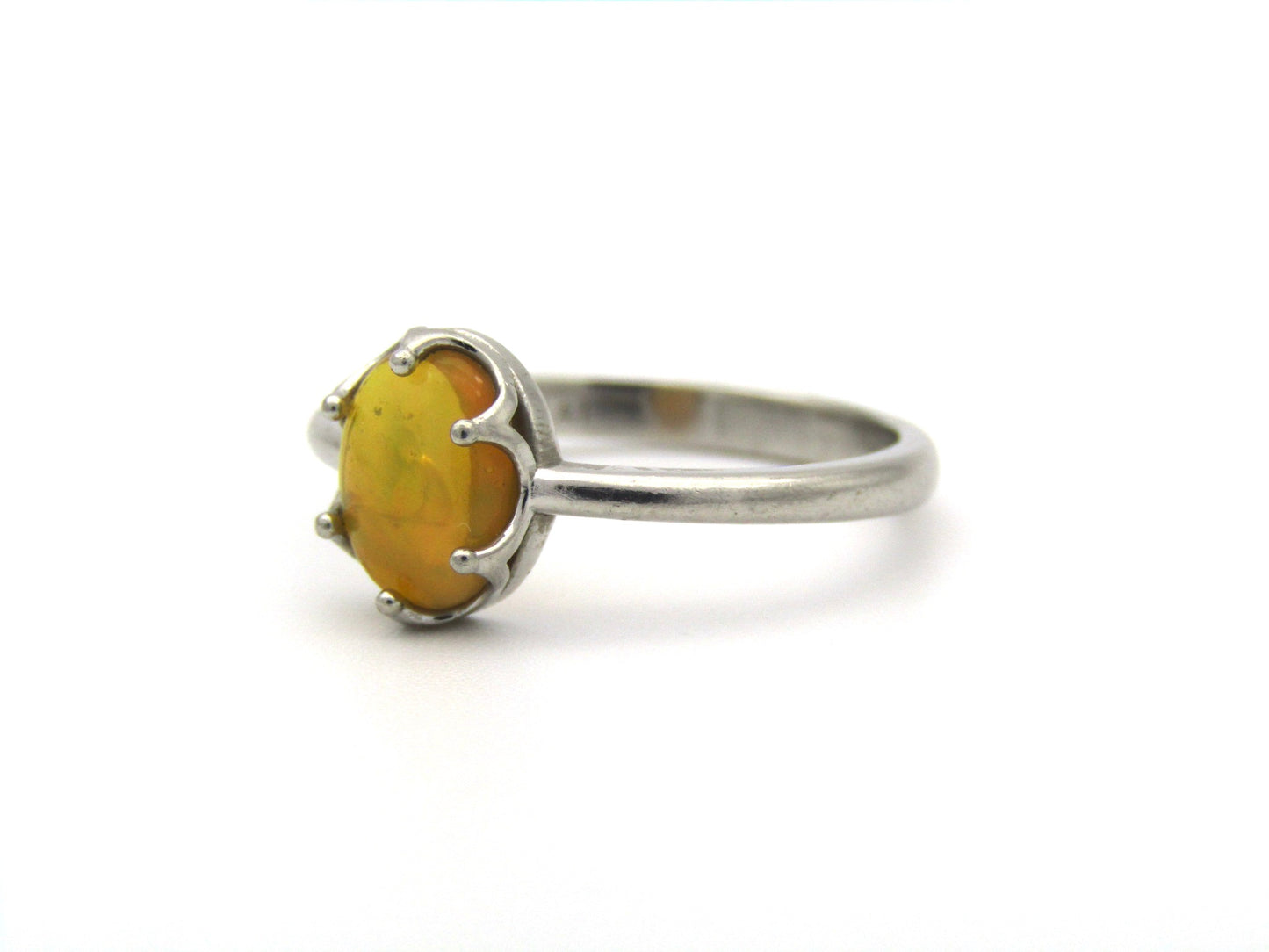 Platinum fire opal ring.