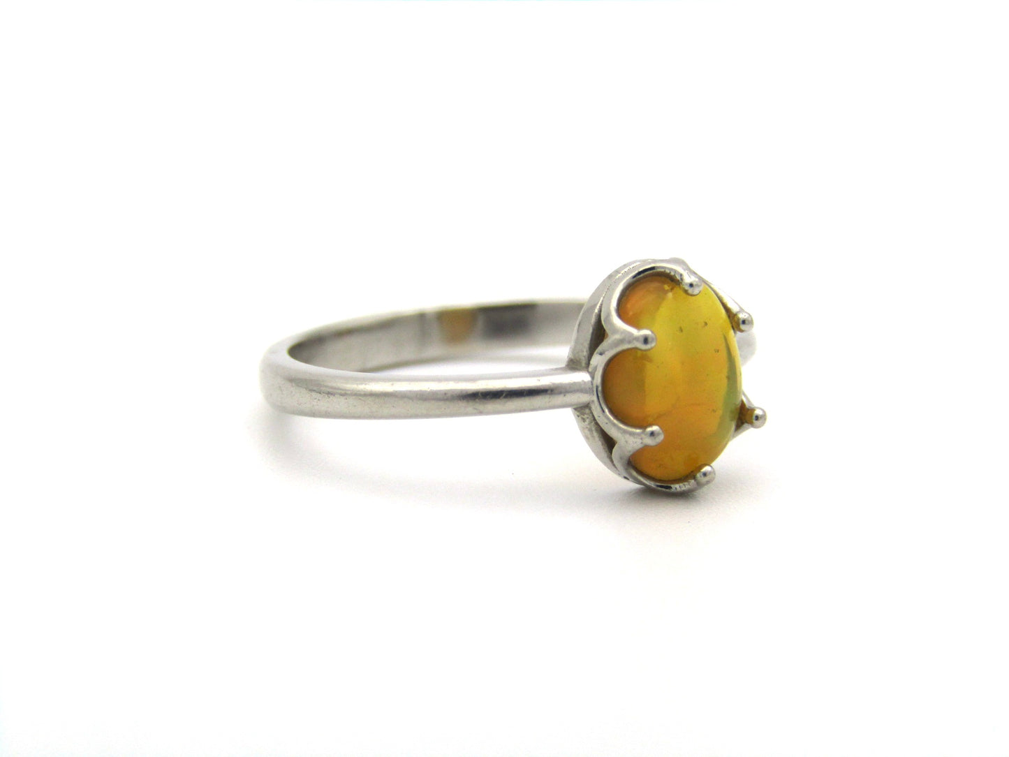 Platinum fire opal ring.