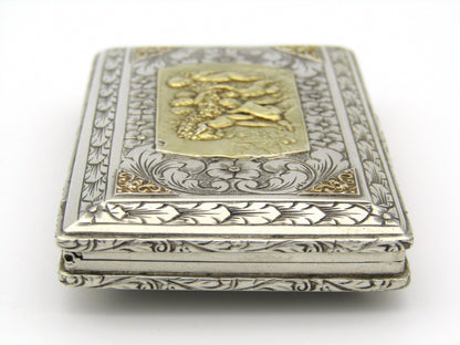 Italian silver parcel-gilt snuff box with gilded plaque, Circa 1850.