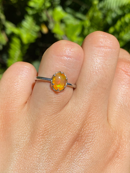 Platinum fire opal ring.