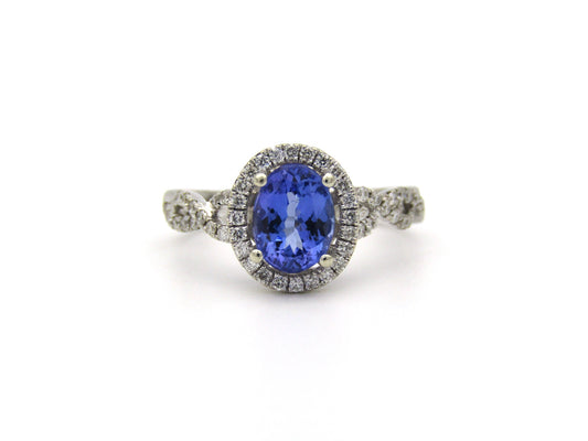 14K gold tanzanite and diamond ring.